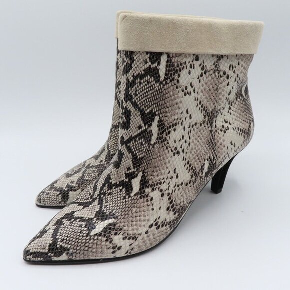 42 Gold Ojai Womens 8.5 Leather Snake Snakeskin Python Print Heeled Ankle Boots - Picture 10 of 11